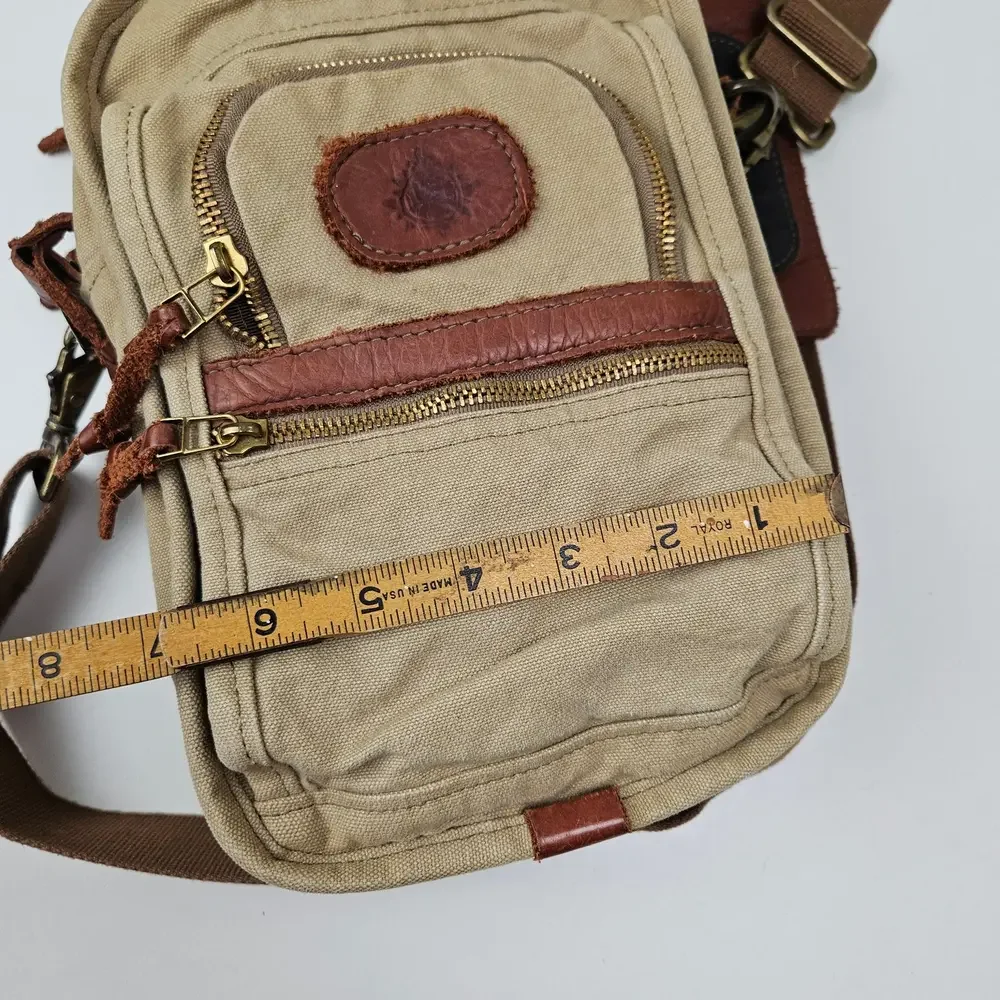 Canvas & Leather Travel‎ Bag Tote Bag Tan Brown Zip Around Adjustable Crossbody